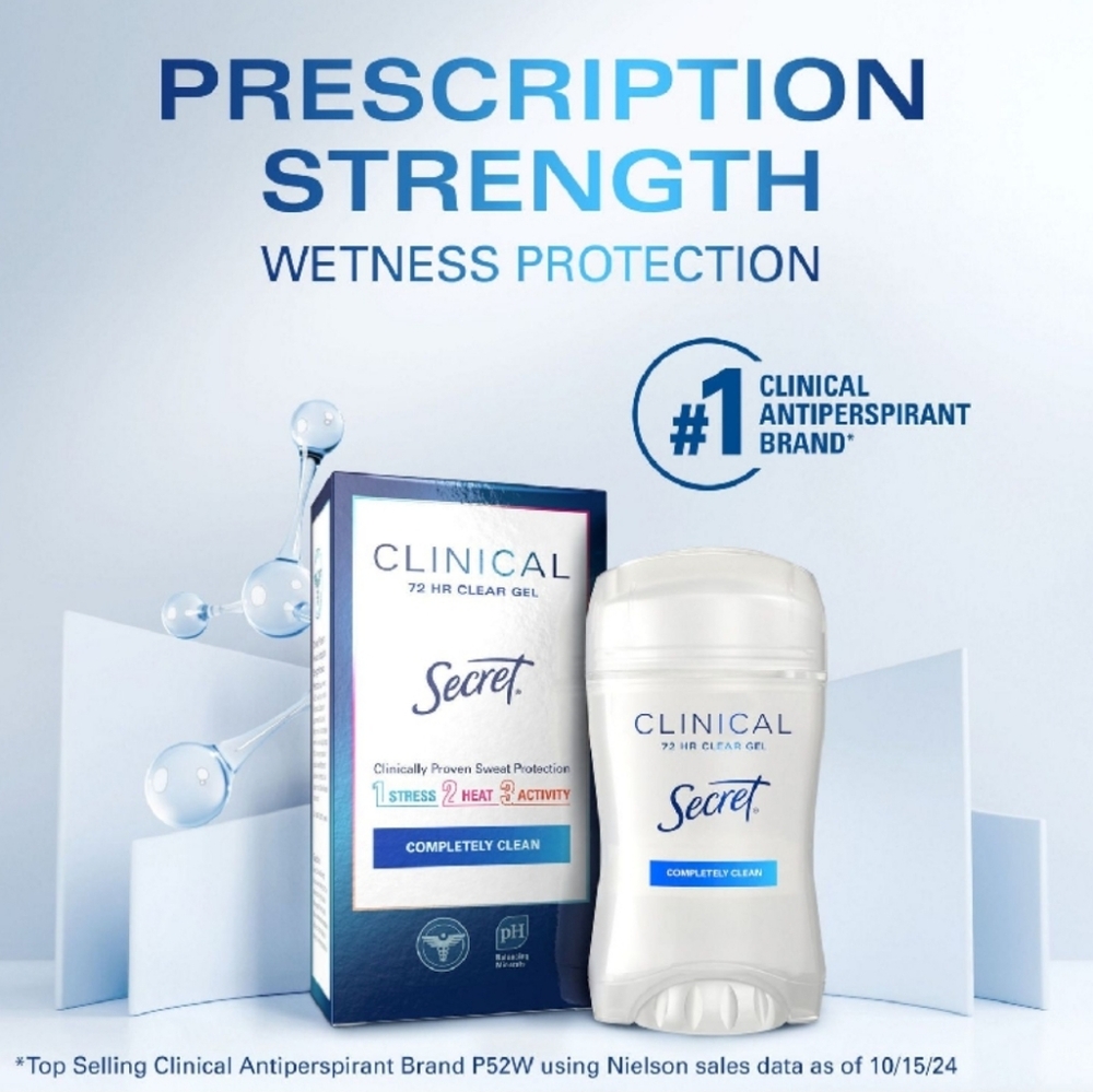 🐢2/$15 Secret Clinical Strength Clear Gel Deodorant Stick Completely Clean - Picture 8 of 16